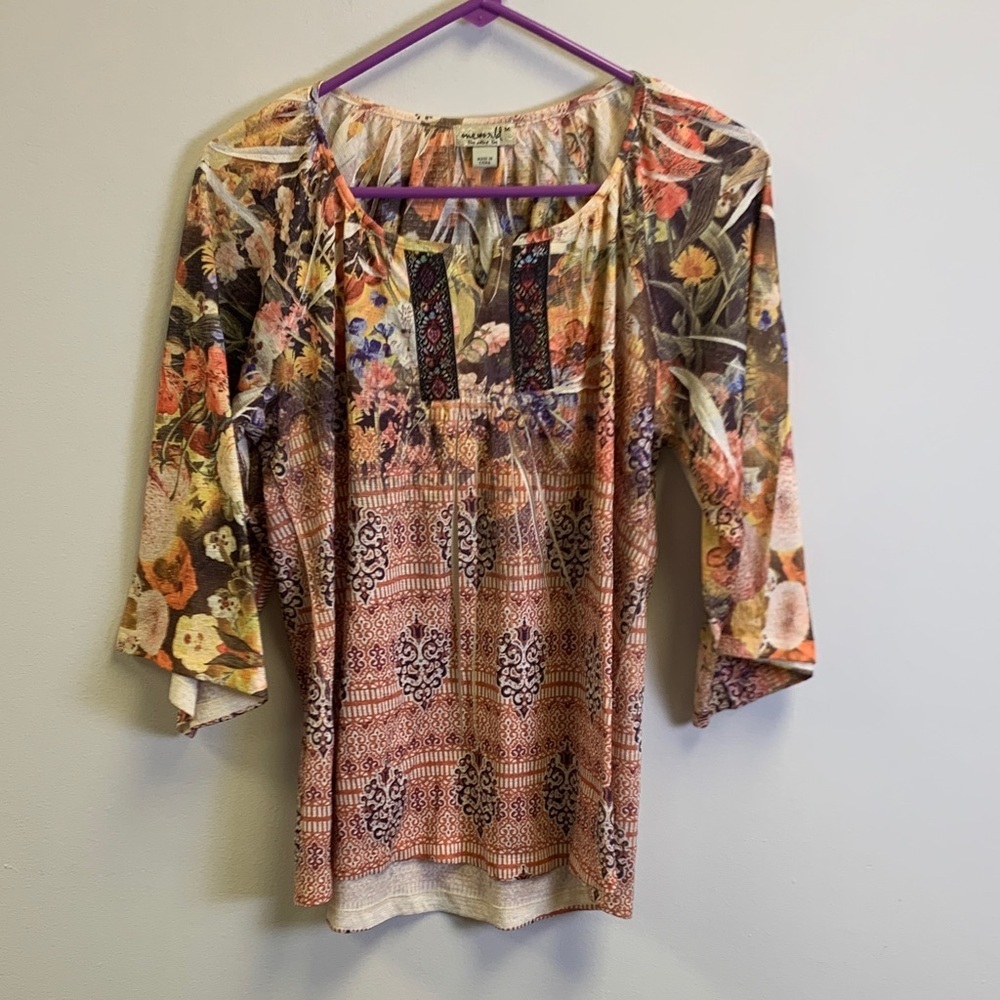 One World Floral Patchwork Blouse